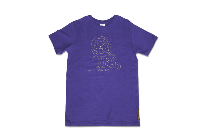 lila T-Shirt mit fühlbarere Stickerei, Motiv Löwe